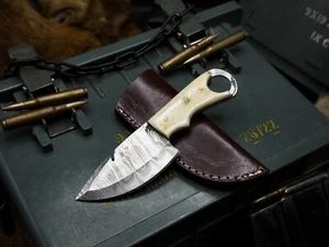 Custom Handmade Damascus Steel Hunting Knife EDC Bone Handle, With Sheath 3361 - Picture 1 of 6