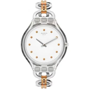 Swatch Women's Watch Skin Skinring White Dial Two Tone Steel Bracelet SVOK102G - Picture 1 of 4