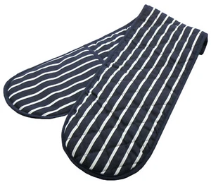 Double Oven Gloves in a Butchers Stripe Design, 7 Colours Good Quality and Size - Picture 1 of 13