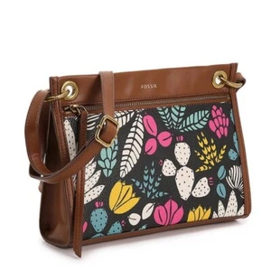 Fossil Violet Crossbody Floral Cactus Purse Bag EUC Cross Body - Picture 1 of 10