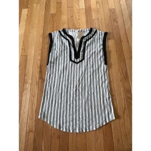 J.Crew Women's XS Black & White Striped Sleeveless V-Neck Blouse Casual Spring - Picture 1 of 6