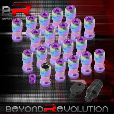 Godsnow JDM VIP Lug Nut Set M12 X 1.25mm Neo Body Purple Trim 20 Piece + Hex Key - Image 1 of 3