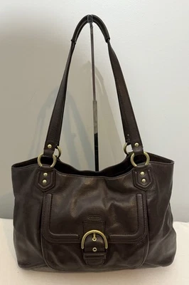蔻驰 Campbell Belle Carryall 棕色皮革单肩包托特包 F24961 — 第 1/4 张图片