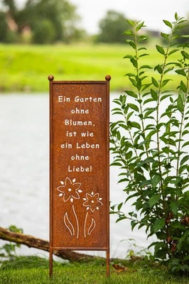 Schild / Spruchtafel Ein Garten ohne Blumen ...... 115cm Edelrost - Bild 1 von 3