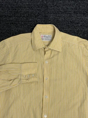 Camisa De Colección Turnbull Asser Hombres 15.5 39 Amarilla Abotonada A Cuadros Hecha en Inglaterra Años 80 Foto 1 de 4