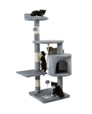 B-Ware: lionto Kratzbaum Kletterbaum Katzenkratzbaum 112 cm hellgrau - Bild 1 von 4