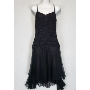 Max Studio Special Edition 100% Seide ärmelloses Kleid Damen 4 Rüschen schwarz gefüttert - Bild 1 von 17