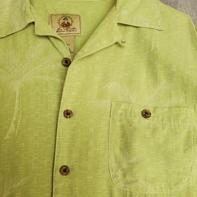 Joe Marlin Mens Hawaiian Camp Shirt 2XL 100% Silk Green Button Up Short Sleeve - Image 1 of 4