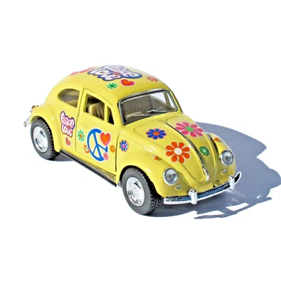 Volkswagen Maggiolino 1967 A Retrofrizione 1/32 Pace E Amore Giallo - KT5375F - Immagine 1 di 4