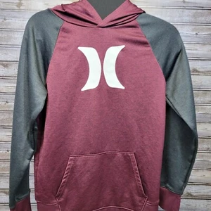 Hurley Youth XL Hoodie Sweatshirt Maroon And Grey Long Sleeve Fleece Lined - Picture 1 of 8