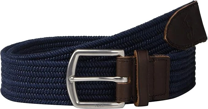 POLO RALPH LAUREN Men's 34mm Braided Fabric Stretch Belt, Navy, S - Image 1 of 1