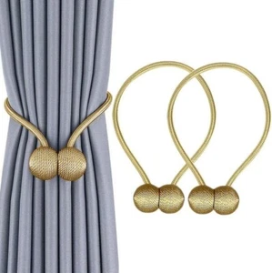 2x Strong Magnetic Curtain Tie Backs Ball Clips Buckle Weave Rope Holdbacks Hook - Picture 1 of 4