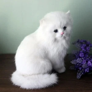 Realistic White Persian Cat Stuffed Toy Lifelike Cat Doll for Kids Boys Girls - Picture 1 of 6