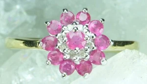 NEW 9CT Plated, Solid 925 Sterling Silver Natural Ruby & Diamond Ring  Size M1/2 - Picture 1 of 6