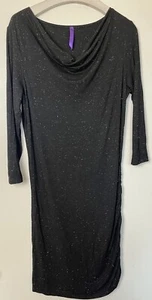 SERAPHINE Charcoal Grey Sparkle Dot Jersey Maternity Dress Size UK 12 - Picture 1 of 6