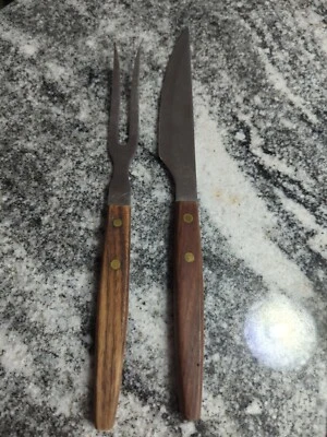 Vintage St. Regis Stainless Japan  Knife & Fork Set Wood Handles  - Image 1 of 4