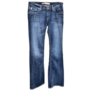 Big Star Blue Jeans Sweet Ultra Low Rise Bootcut Dark Wash Denim Womens Size 27L - Picture 1 of 12