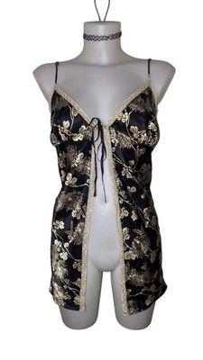 Vestido Babydoll Grunge Y2k Victoria’s Secret Talla XL Para Mujer Negro Floral Encaje Foto 1 de 4