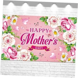 Happy Mother's Day Backdrop Decoration Banner Thanks Best Mom Ever Mom's - Picture 1 of 7