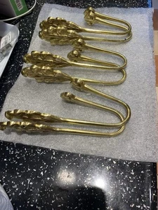 CURTAIN TIE BACKS FRENCH SOLID BRASS 6 IN TOTAL / 3 PAIRS VINTAGE PRE-OWNED - Picture 1 of 17