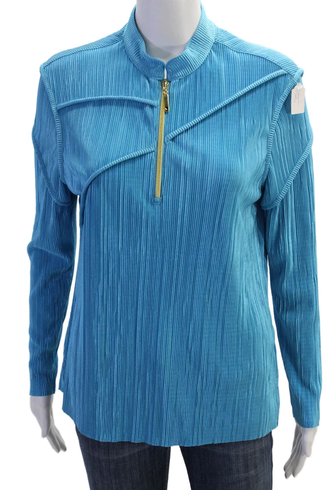 Blusa Jamie Sadock Mujer Plisada Detalle Cremallera Azul Talla M Foto 1 de 4