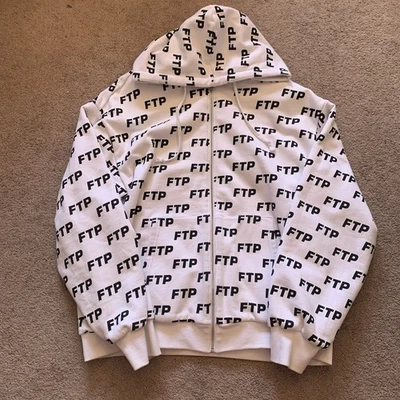 Sudadera con capucha FTP All Over Logo (blanca) para hombre talla XL? AUTÉNTICO REVERSIBLE Foto 1 de 4