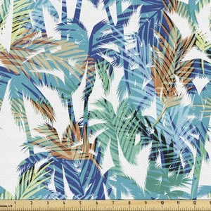 Palm Leaf Fabric by The Yard, Tropical Summer Print with Palm Abstract Nature... - Picture 1 of 6