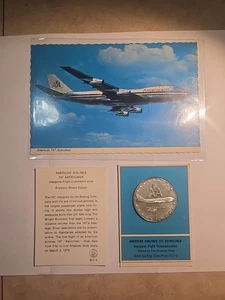 Pièce de monnaie vol inaugurale vintage American Airlines 747 en argent sterling 1970 - Photo 1/5