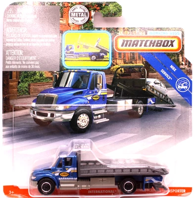 Camión rampa Matchbox 2018 Working Rigs International Durastar 4400 azul/gris Foto 1 de 4