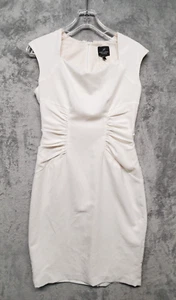 Adrianna Papell Dress Womens 4 Cream Front Ruching Off White Career Get Away - Picture 1 of 14