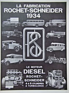 PRINT ADS 1933 ROCHET SCHNEIDER MOTEUR DIESEL - PUBLICITÉ FRENCH ADVERTISING - Picture 1 of 1