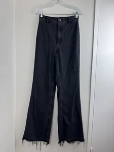 We The Free People Jeans Womens 27 Black Denim Bell Bottoms Retro High Waisted - Picture 1 of 6