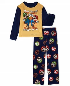 NWT SUPER MARIO Pajamas Size 6 8 Boys Fleece Pants Set Small Medium Nintendo NEW - Picture 1 of 3