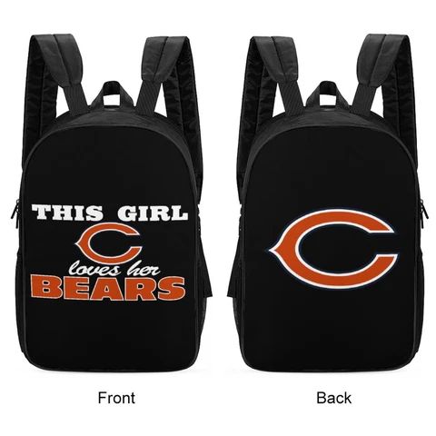 Chicago Bears 2-sided Print Bag Travel Backpack Schoolbag Hiking Bag 17 " Cover