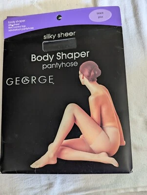 Pantimedias George Body Shaper negras más sandalia transparente sedosa pie control firme superior Foto 1 de 4