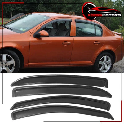 Fits 05-10 Chevy Cobalt Sedan 4-Door Smoke Acrylic Window Visors Sun Rain Guards - Image 1 of 4