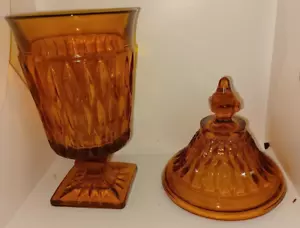 Mount Vernon Glass Candy Box and cover. Indiana Glass. 10" tall. Original box. - Picture 1 of 9