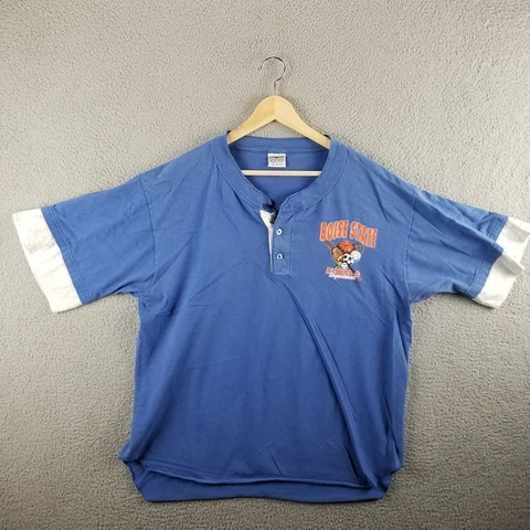 Vintage Boise State Broncos Shirt Men XL Ringer Henley Athletic Dept. Tee Cover