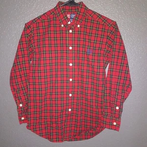 Chaps Red Plaid Button Up Shirt Boys Size 10/12 - Picture 1 of 4