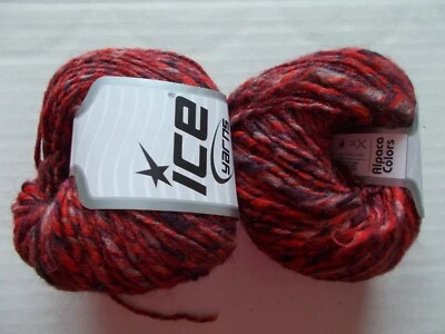 Ice пряжи альпака цвета шерсти смесь пряжи, красный/черный/серый, лот из 2 (99 ярдов ea) - Изображение 1 из 4