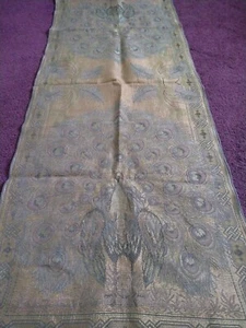 Antique Vintage Peacock Tapestry Table Runner STUNNING Yet Subtle 40" x 18. 5" - Bild 1 von 14