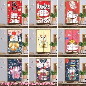 Japanese Lucky Cat Noren Door Curtain Room Divider Doorway Banner Hanging Drape