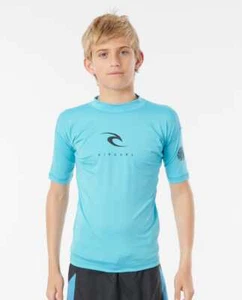 New Rip Curl Kids Corpo Short Sleeve UV Tee Blue UPF 50+ Size 8 - Picture 1 of 2