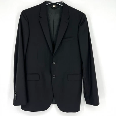 Blazer Burberry masculino 52R lã preto dois botões jaqueta clássica colarinho entalhado - Imagem 1 de 4