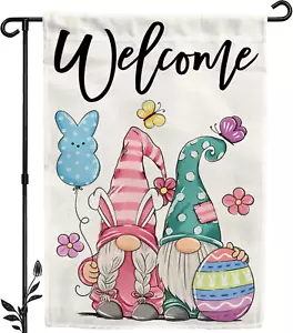 Welcome Gnome Easter Garden Flag 12X18 Inch Double-Sided, Easter Decorations for - Picture 1 of 12