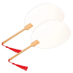 2 Pcs Blank Fan with Paper Balls Child Children Fans Graffiti Hand - Picture 1 of 12