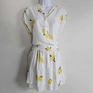 Rails Dress Womens Large Angelina Lemon Citronnade Linen Blend Smocked Waist - Picture 1 of 9