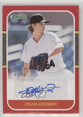 2021 Panini Donruss Retro 1987 Signatures Red /99 Dean Kremer Rookie Auto RC - Image 1 of 2