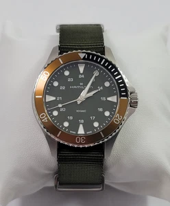 Hamilton Khaki Navy Scuba Quartz Green Dial Fabric Strap Men's Watch H82241961 - Picture 1 of 10