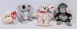 Set/4 Mini Beanie Babies 30 Years of Happiness McDonald's 2009 Woolsy, Streamers - Picture 1 of 15